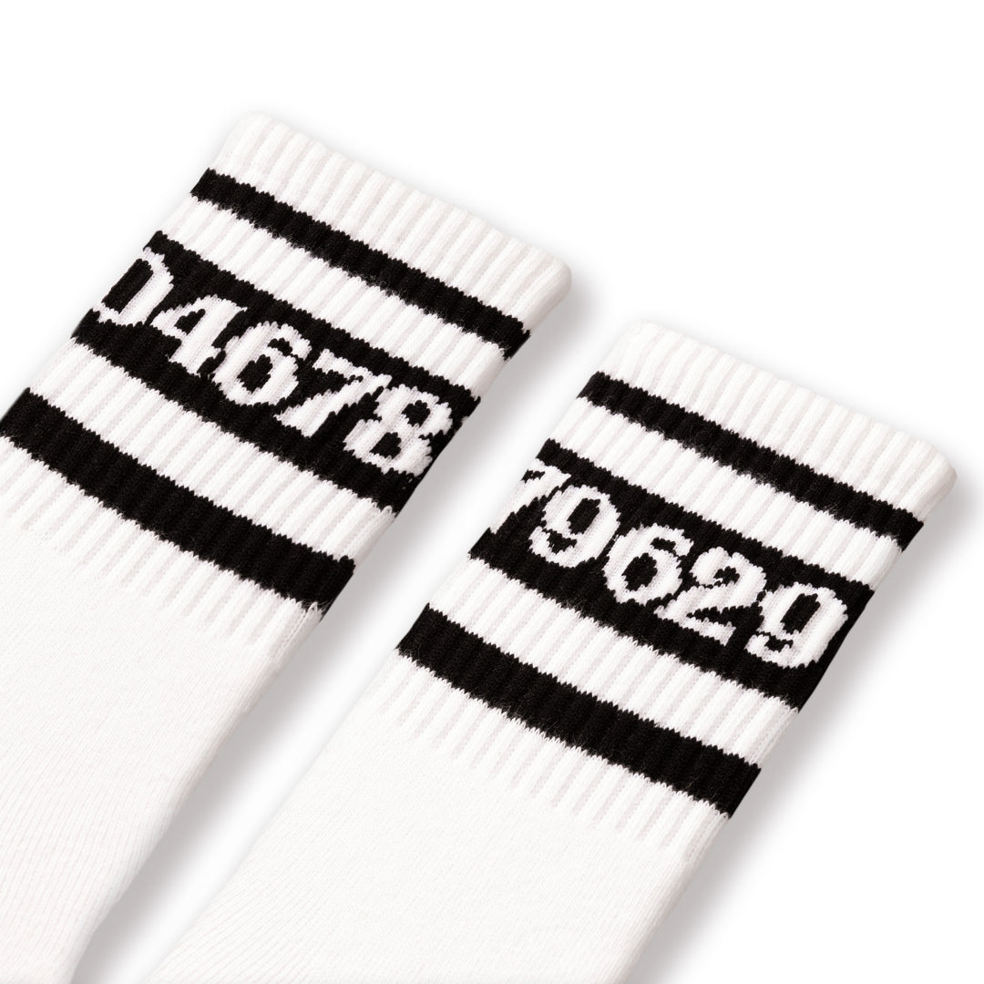 White socks with black stripes 