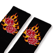 Extra Point Dice on Fire socks are thick and full cushion. Loved by brands like Free&Easy