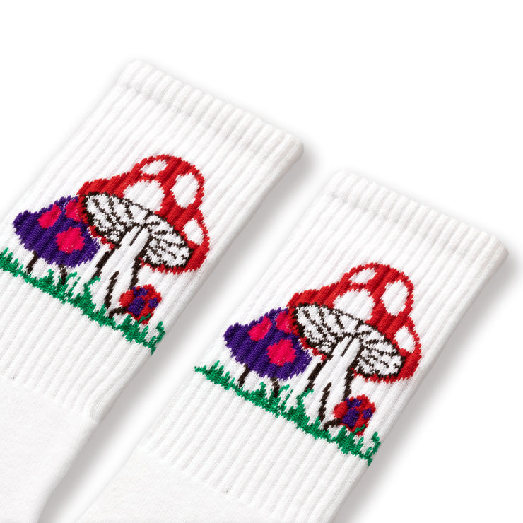 Extra Point Mushroom Socks are totally groovy. Brands like Braindead use us to make their socks