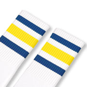 White w/ royal & yellow stripes