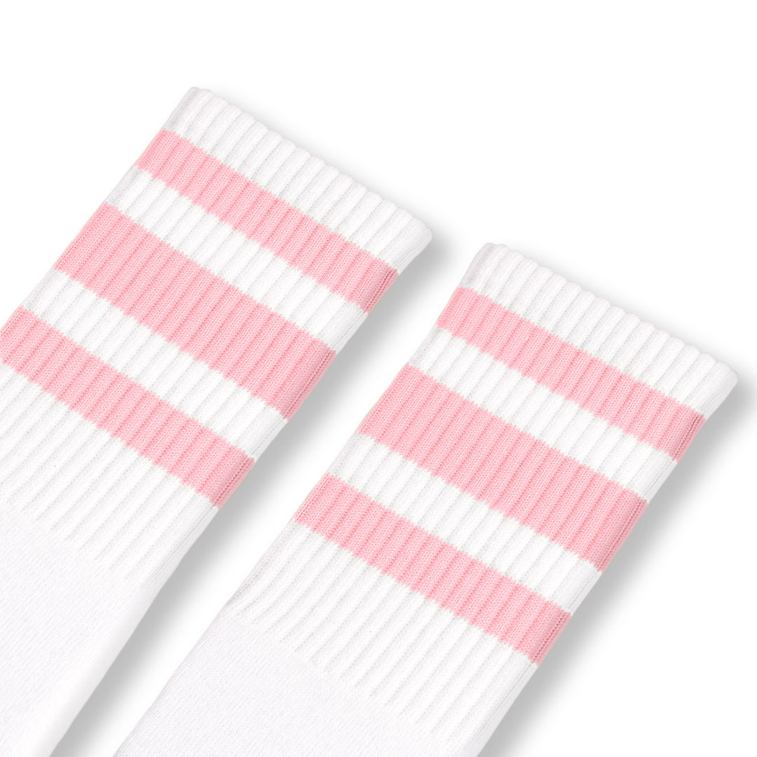 White w/ pink stripes