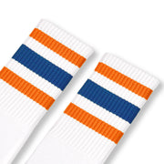 White w/ orange & royal stripes
