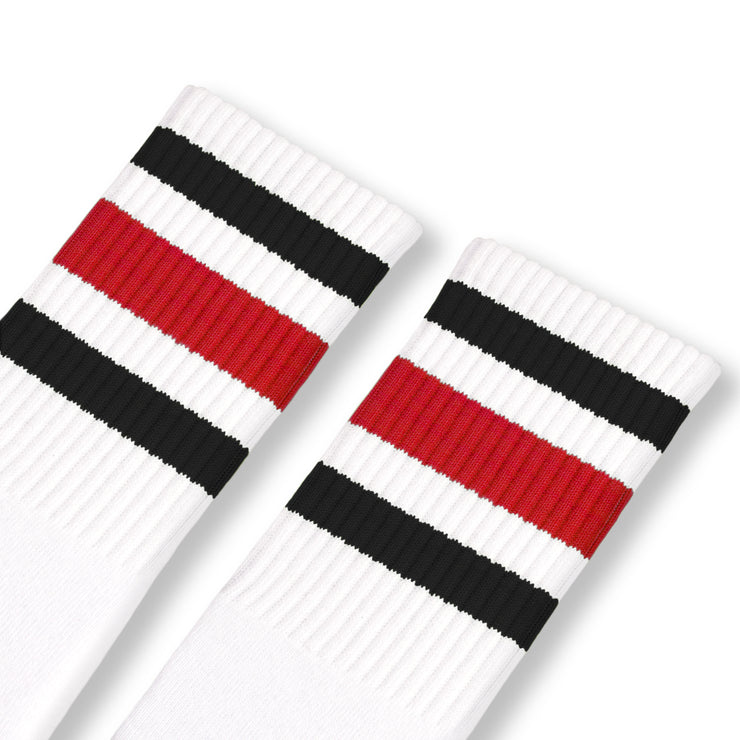 White w/ black & red stripes