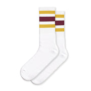 White w/ maroon & gold stripes Socks