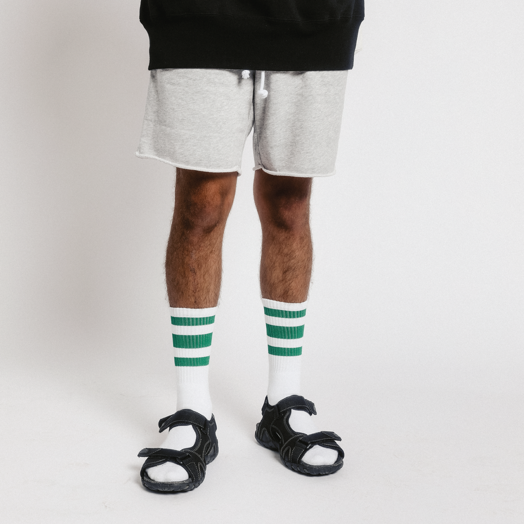 White w/ green stripes