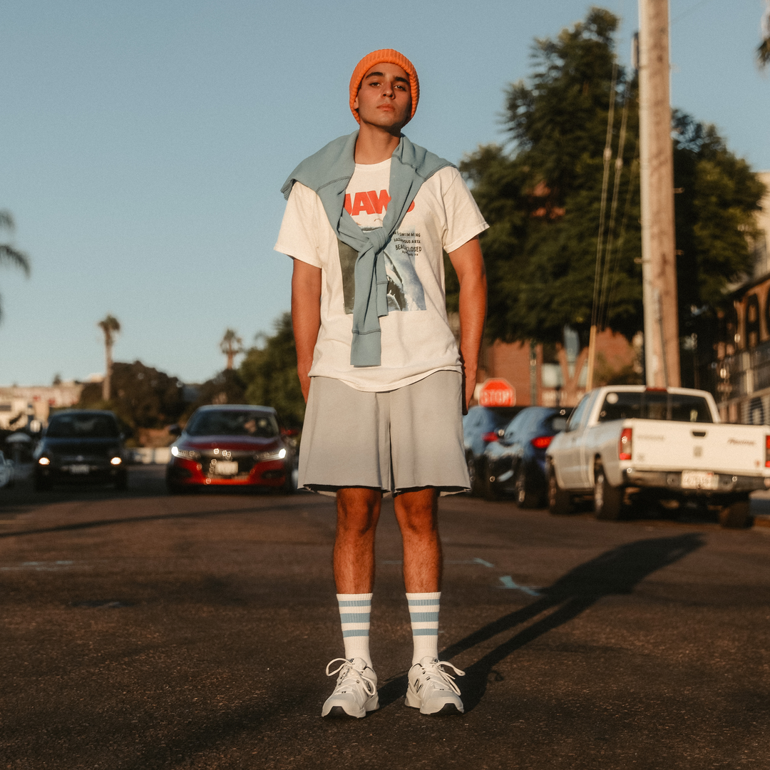 White w/ carolina blue stripes